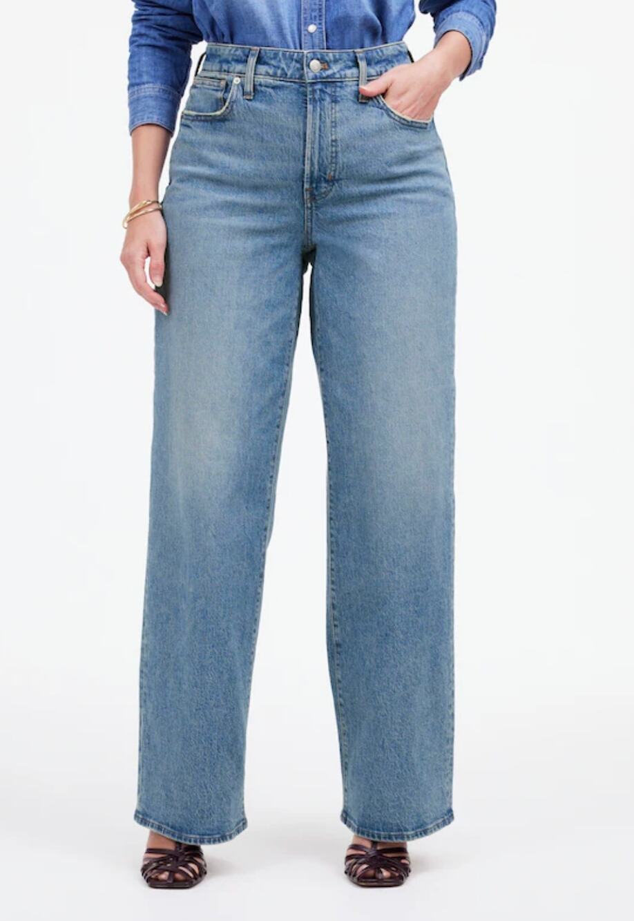 Madewell The Curvy Perfect Vintage High Rise Wide-Leg Jeans Blue Enmore Wash 28